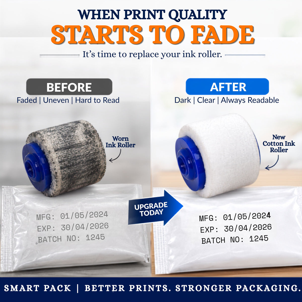 cotton ink roller for pouch coding