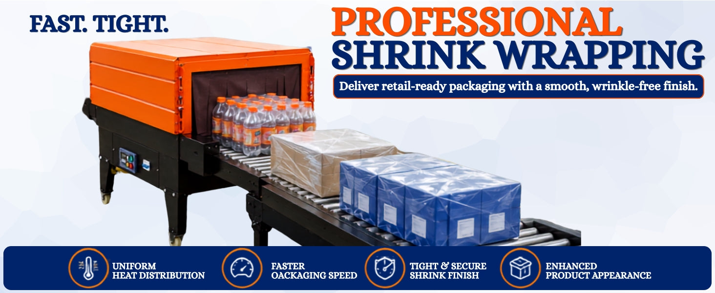 Shrink Tunnel Machine for Packaging of Bottles, Jars and Boxes