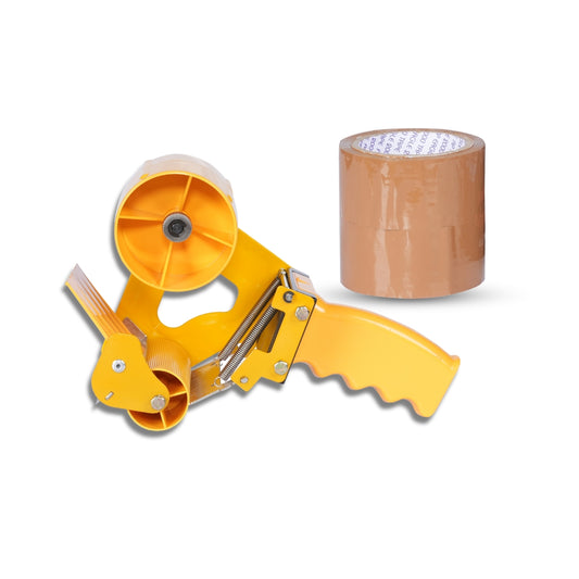 Hand Tape Dispenser (3 inch) with 2 BROWN Tap Combo Pack