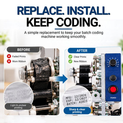 replace ribbon roll in batch coding machine