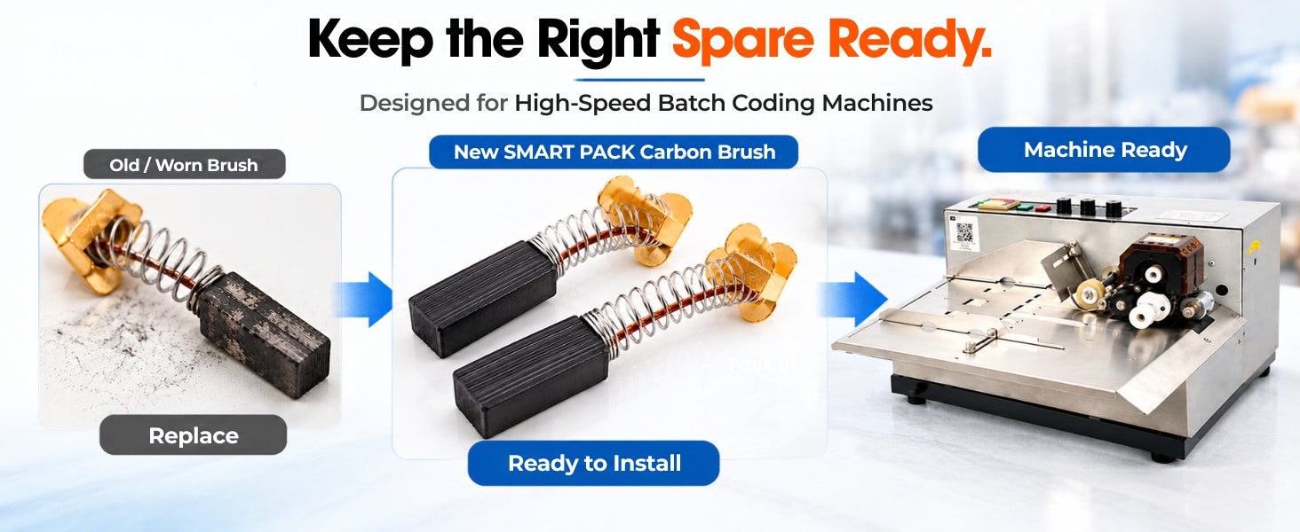 Carbon Brush for High Speed Batch Coding Machine Pack of 2