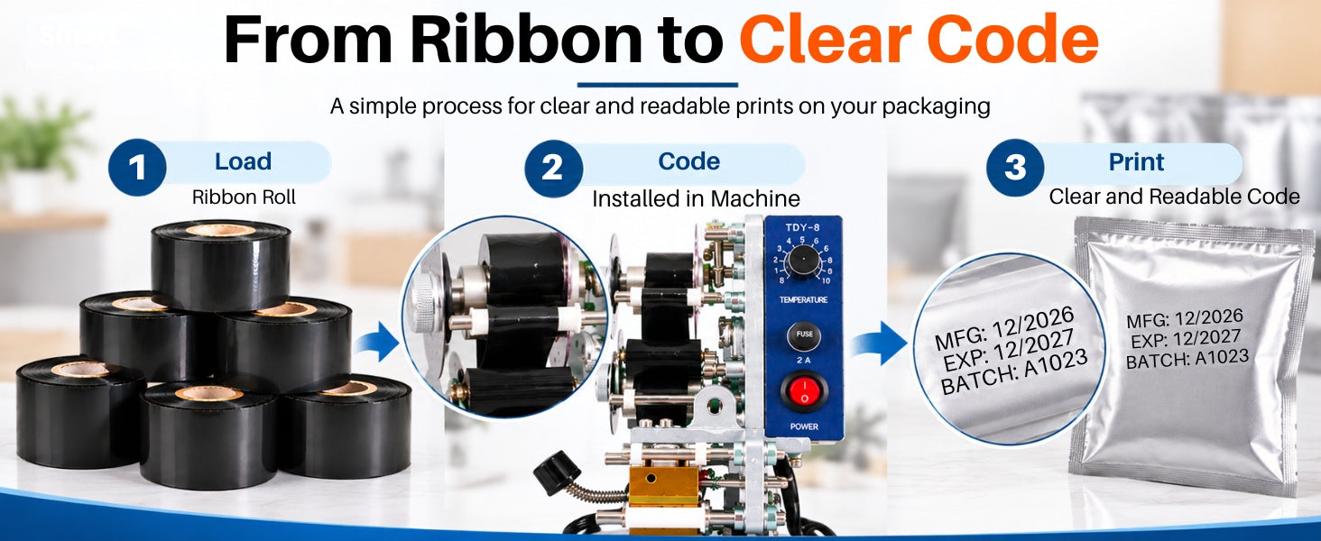 Black Ribbon Roll for Ribbon Batch Coding Machine (PACK OF 5 )