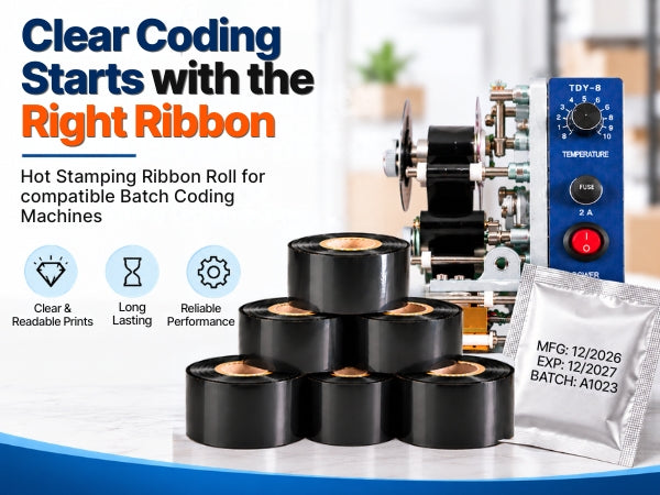 Black Ribbon Roll for Ribbon Batch Coding Machine (PACK OF 5 )