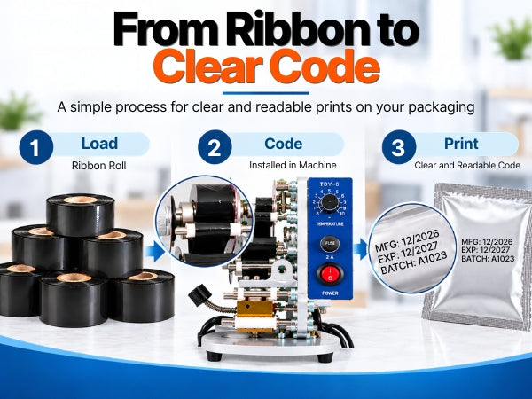 Black Ribbon Roll for Ribbon Batch Coding Machine (PACK OF 5 )