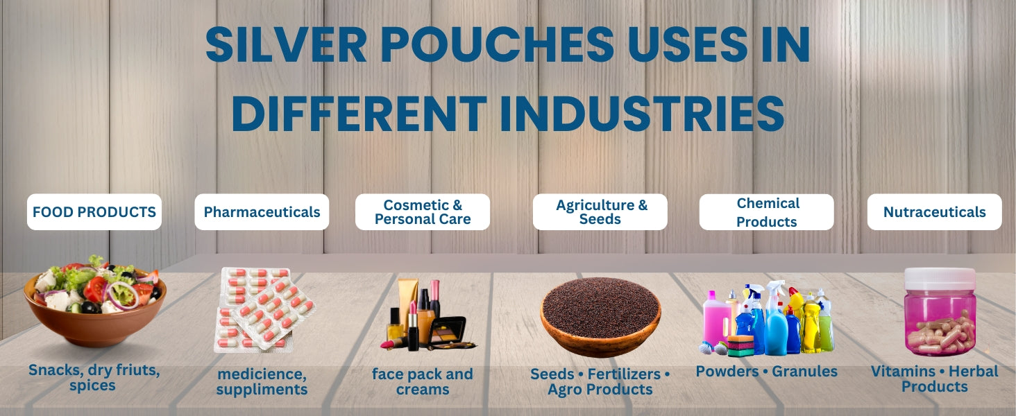 Silver Pouches (6x11 INCHES) Pack of 100