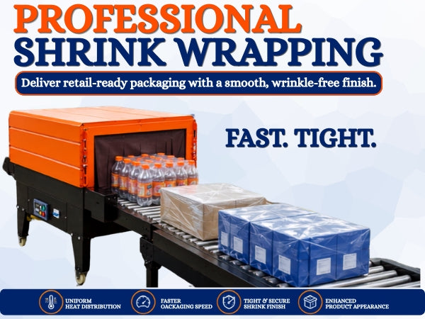 Shrink Tunnel Machine for Packaging of Bottles, Jars and Boxes