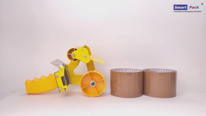 Hand Tape Dispenser (3 inch) with 2 BROWN Tap Combo Pack